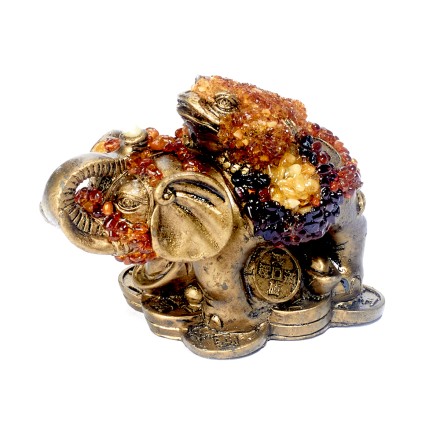 Жаба на слоне большая Янтарь/Полистоун купить