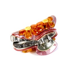 Заколка - краб большая в ассортименте с янтарем