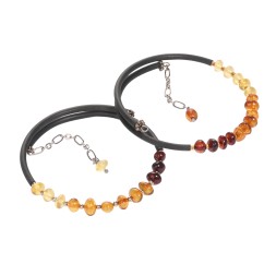 Комплект: браслеты м+ж на струне с янтарем