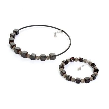 Комплект:Колье и Браслет &quot;Диско&quot; янтарь/юв.сплав купить