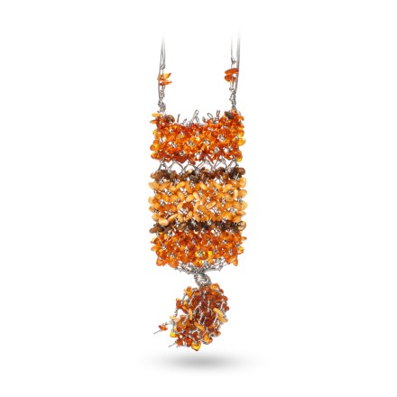 Чехол плетёный для карт/ключей на шнурке, янтарь купить