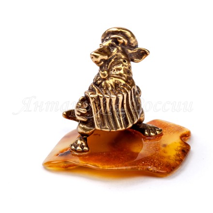 Фигурка &quot;Собачка с гармошкой&quot; Латунь с Янтарем купить
