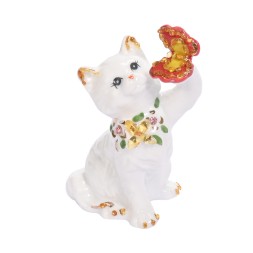 Кошка с бабочкой керамика/Янтарь