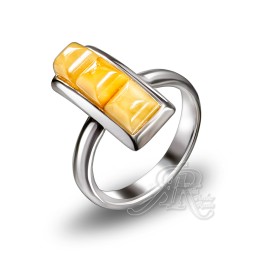 Кольцо &quot;Трио&quot; Посеребрение c Янтарем