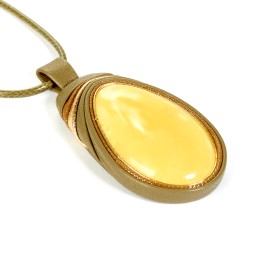 Колье &quot;Дуэт&quot; из Янтаря и нат кожи