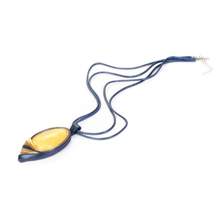 Колье &quot;Дуэт&quot; из Янтаря и нат кожи купить